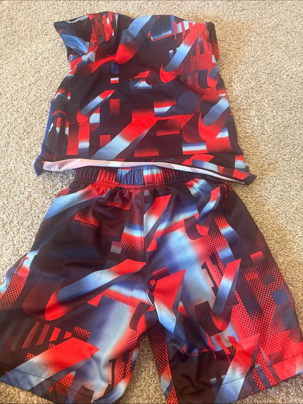 Nike Red, Blue & Black Boys Athletic Tee and Shorts Set size S